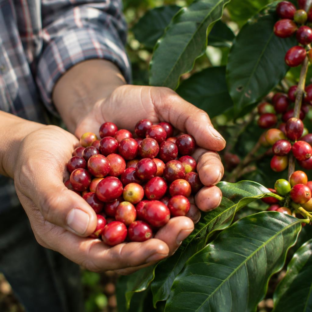 Café maduro recién cogido